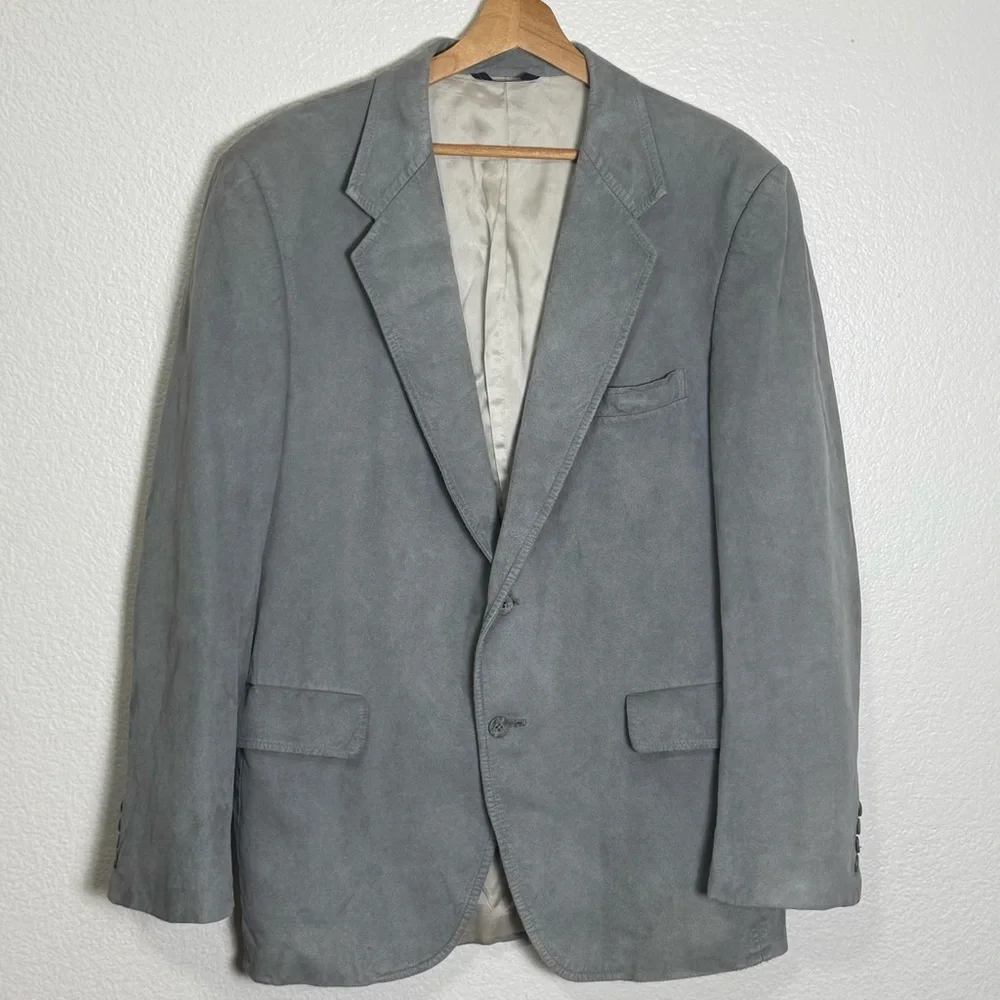 Kuppenheimer Men's Gray Prima Suede 2 Button Single Breasted Blazer Size 42 R